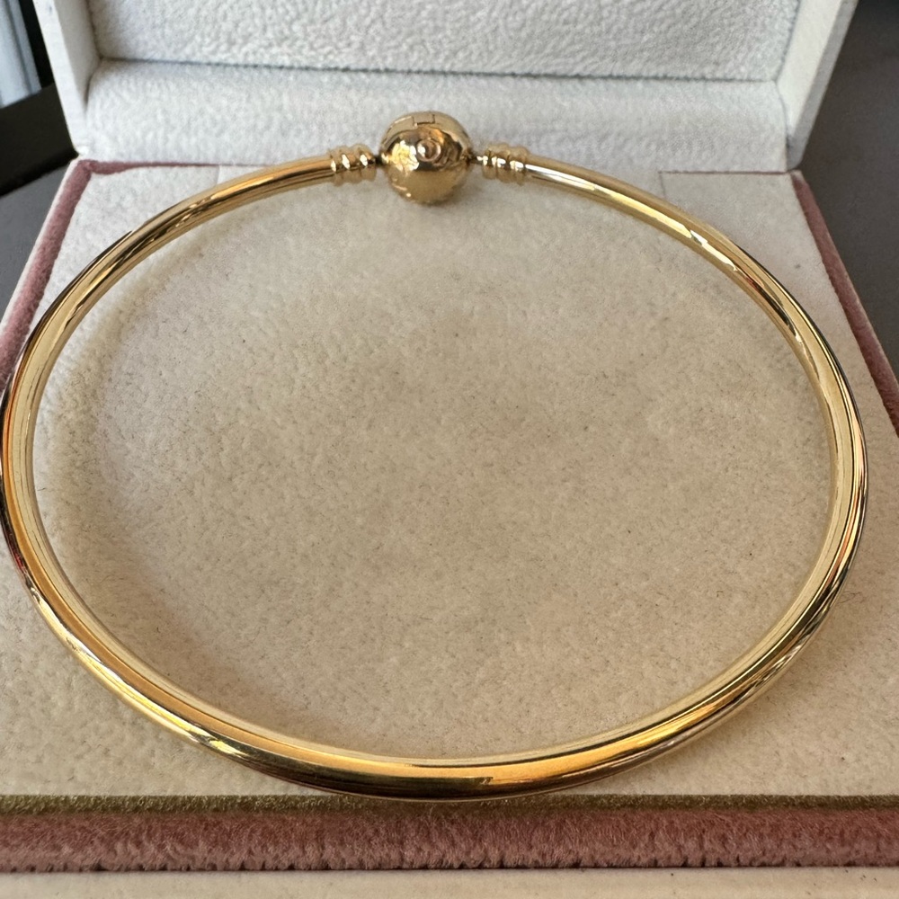 100% Authentic Pandora 14K Solid Gold Bangle Bracelet 8.3” - Picture 3 of 6